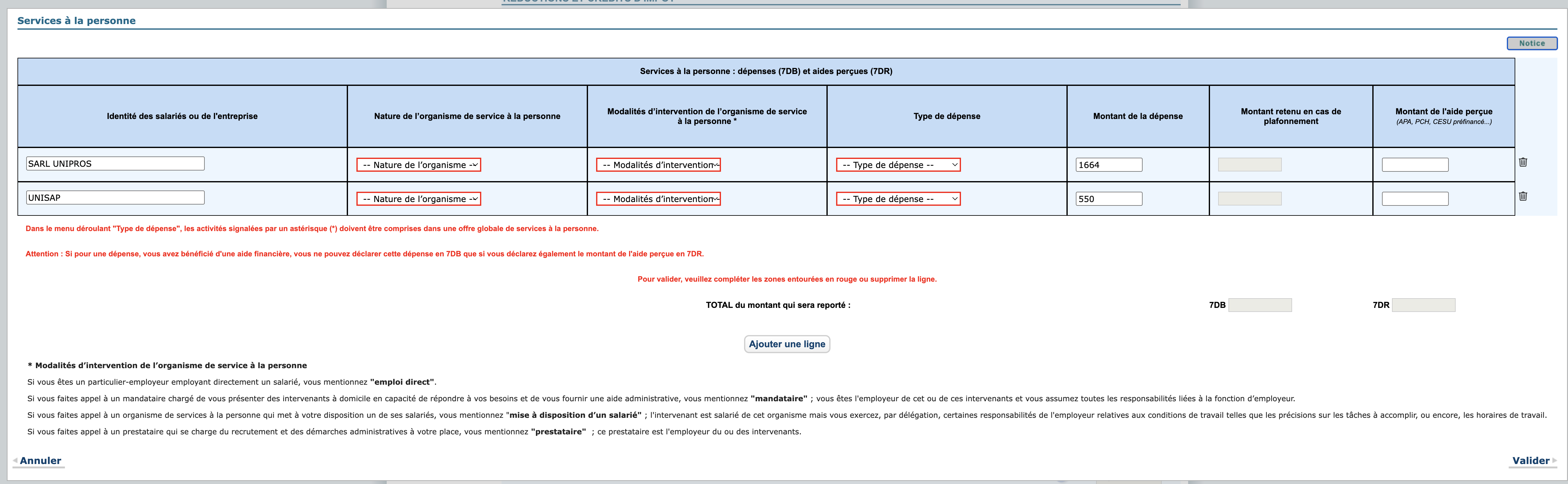 Impôts SAP