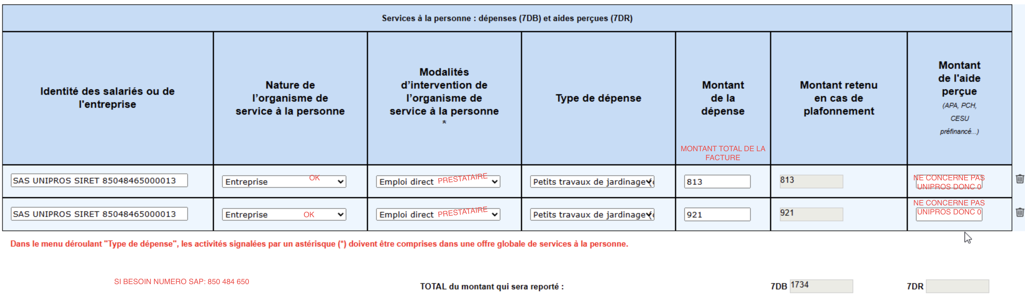 Impôts SAP